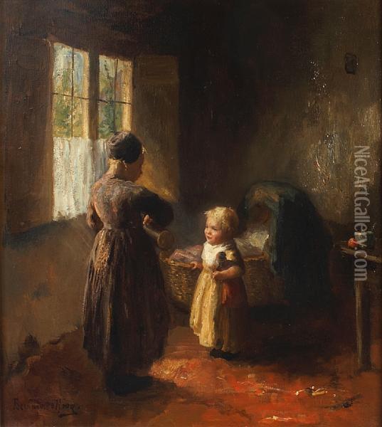 Figures In An Interior Oil Painting - Bernard Johann De Hoog