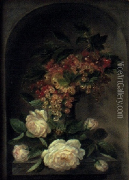 Rosor, Vinbar Och Krusbar Oil Painting - Augusta Plagemann