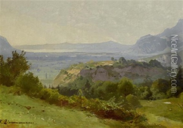 Weite Landschaft Mit Einem See Im Hintergrund Oil Painting - Friedrich Zimmermann