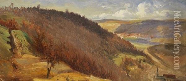 Landschaft Bei Cosmannsdorf Nahe Dresden. Oil Painting - Christian Friedrich Gille
