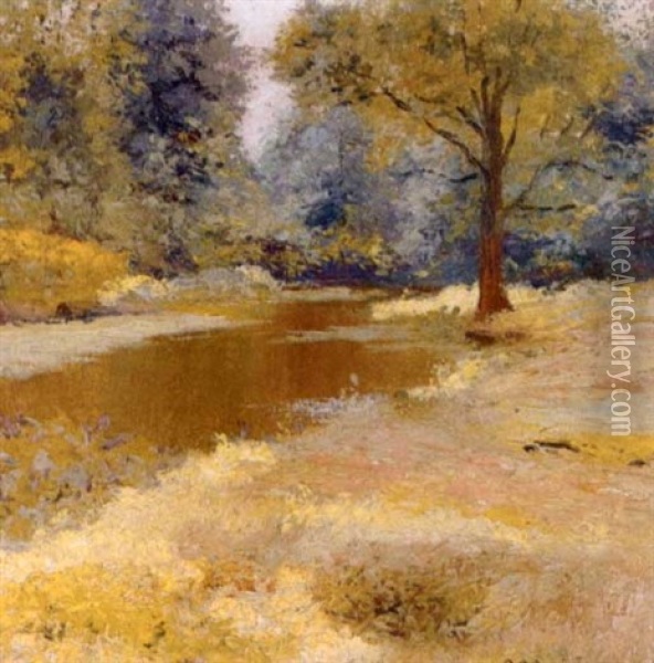 Landscape With Stream Oil Painting - Charles Albert Burlingame