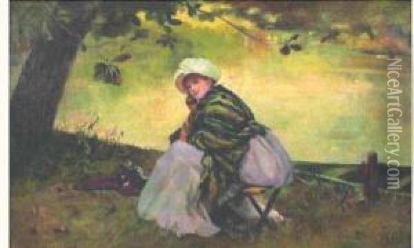 Jeune Fille A L'ombrelle Oil Painting - Ferdinand Heilbuth