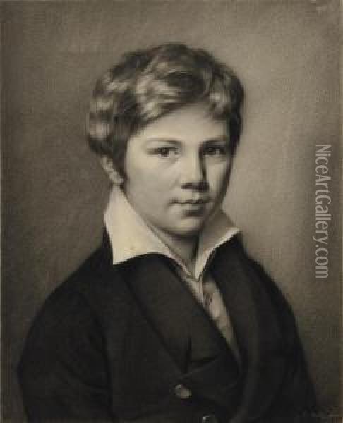 Un Jeune Garcon En Buste: Portrait Presume D'august Staechelin Oil Painting - Johannes Notz
