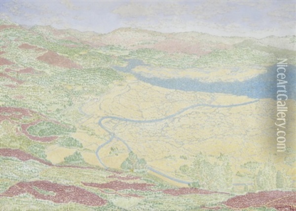 Pointilistische Berglandschaft Oil Painting - Edwin John Ellis