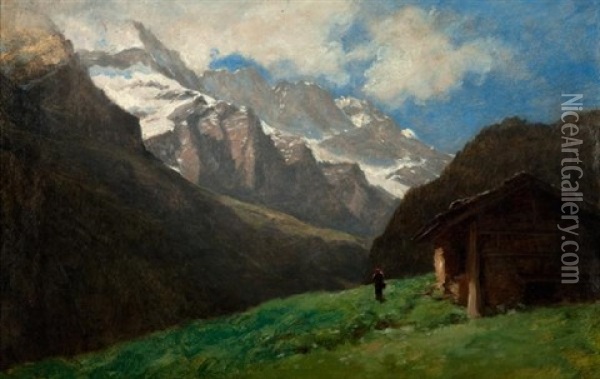 Paysage Du Val D'illiez Oil Painting - Gustave Eugene Castan