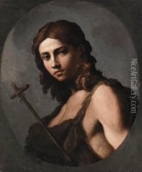 Saint John The Baptist, Feigned Oval Oil Painting - Giovanni Domenico Cerrini