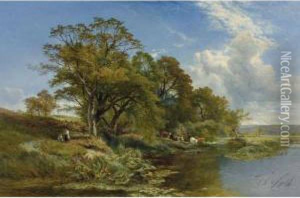 A Weedy Branch Of The Thames Oil Painting - Henry John Boddington