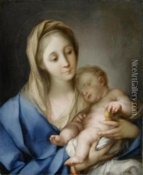 Madonna And Child With An Apple Oil Painting - Ignazio Stern