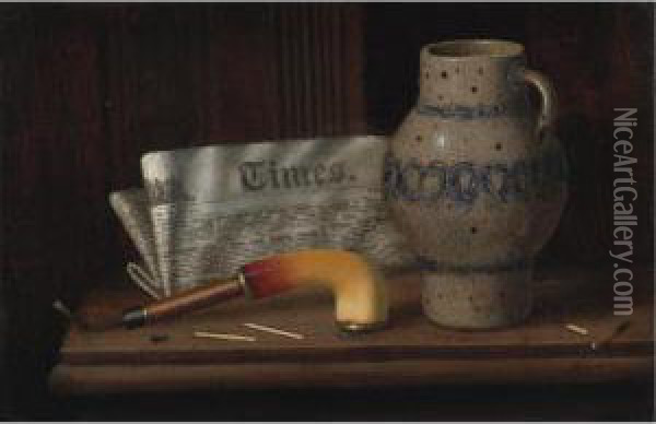 Table Top Still Life With London Times Oil Painting - William Michael Harnett