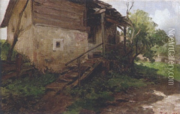 Verfallene Bauernhutte Oil Painting - Julius von Blaas
