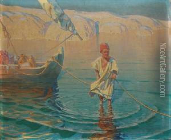 Nad Nilem W Assuanie Oil Painting - Aleksander Laszenko