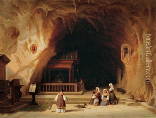 Grotte Der Hl. Rosalie Auf Dem Monte Pellegrino Bei Palermo Oil Painting - Johann (Hans) Beckmann