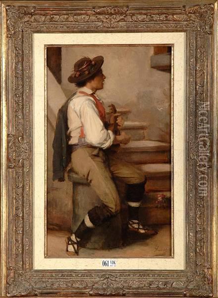 Berger Italien A La Mandoline Oil Painting - Alexandre Robert