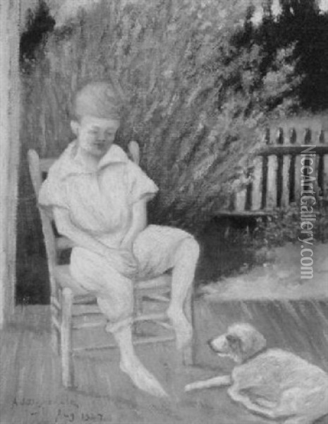 Portrait Of The Artist's Son, Walden Alexander And His Dog, 