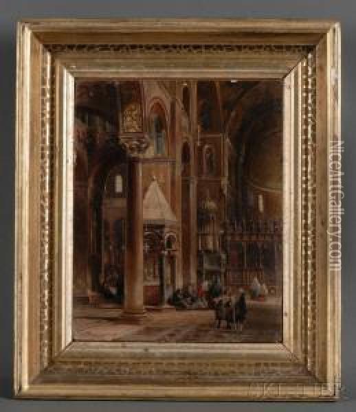 Interior, San Marco, Venice Oil Painting - Frederico Moja