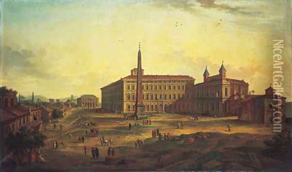 The Piazza San Giovanni in Laterano, Rome Oil Painting - Caspar Andriaans Van Wittel