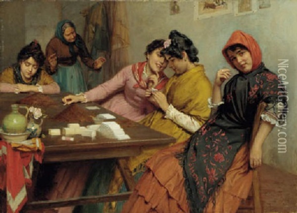 The Cigarette Makers, Seville Oil Painting - John Bagnold Burgess