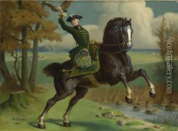 Falknerin Zu Pferd Oil Painting - Angelo Graf von Courten