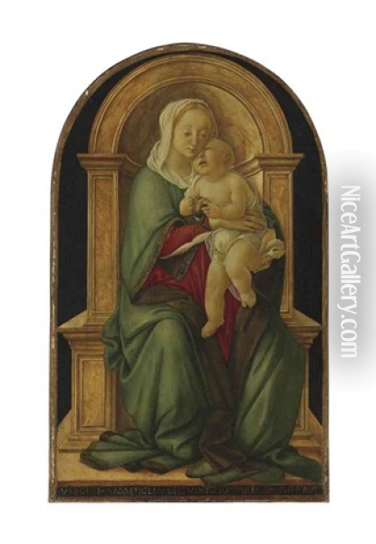 The Madonna And Child With A Pomegranate Oil Painting - Sandro Botticelli