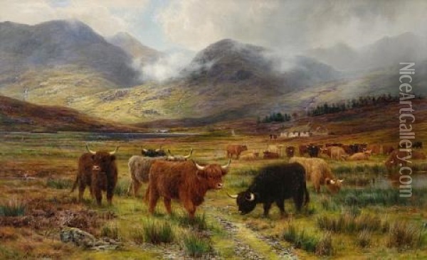 Resting The Drove - The Hills Of Far Lochaber Oil Painting - Louis Bosworth Hurt