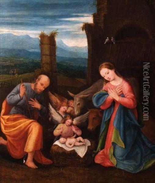 The Holy Family Oil Painting - Nicolas Chaperon