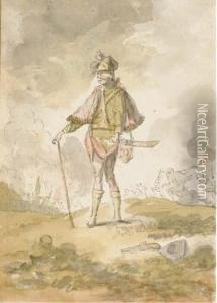 Un Soldat Dans Un Paysage Oil Painting - Charles Parrocel