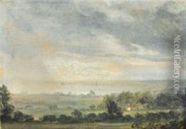 View From The Elbe Valley With High Cloudy Sky Oil Painting - Johan Christian Dahl