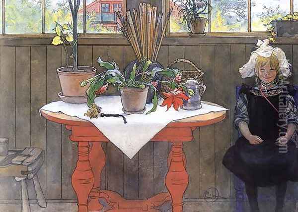 Lisbeth In The Atelier Oil Painting - Carl Larsson