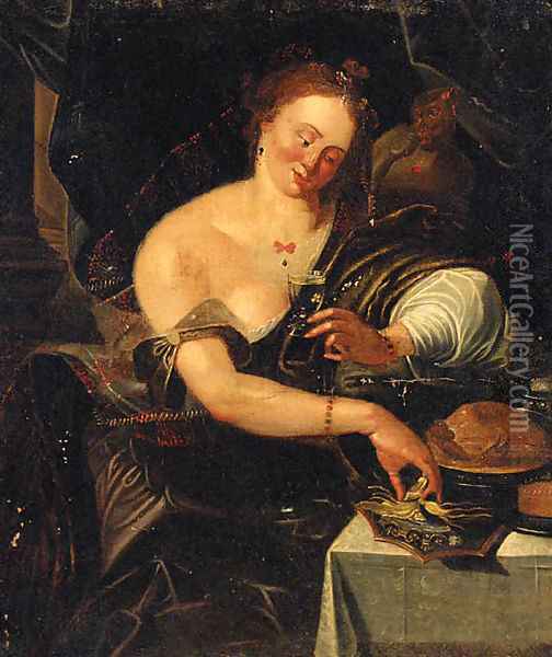 An allegory of the sense of taste Oil Painting - Abraham Janssens van Nuyssen