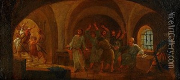Sokrates Med Giftbagaren I Fangelset Oil Painting - Pehr Hoerberg