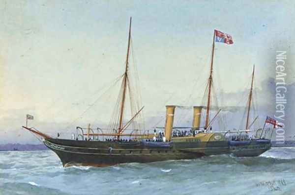 The Royal Yacht Osborne with the Prince of Wales aboard Oil Painting - William Frederick Mitchell