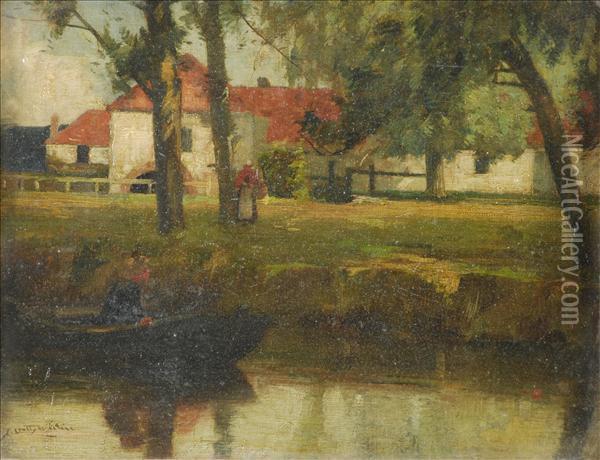 By The River Oil Painting - James Coutts Michie