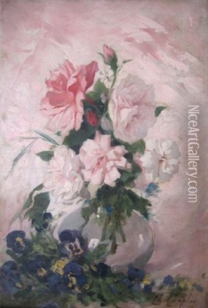 Vase De Roses Oil Painting - Charles Joshua Chaplin