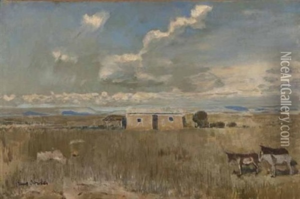 Cattle Beside A Building Oil Painting - Frans David Oerder