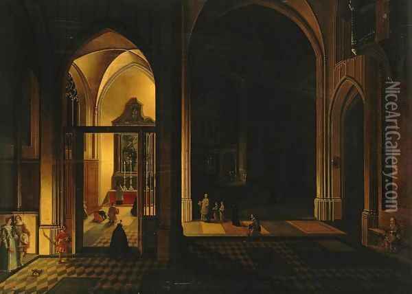 Interior of a Gothic Church 2 Oil Painting - Peeter, the Elder Neeffs