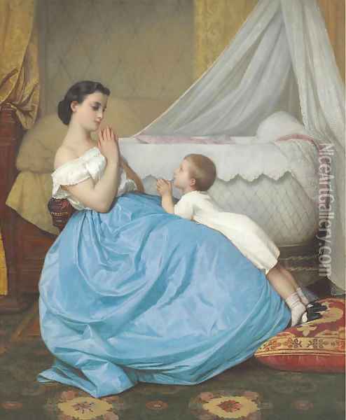 A Bedtime Prayer Oil Painting - Auguste Toulmouche