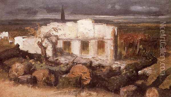 House destroyed nearly Kehl Oil Painting - Arnold Bocklin