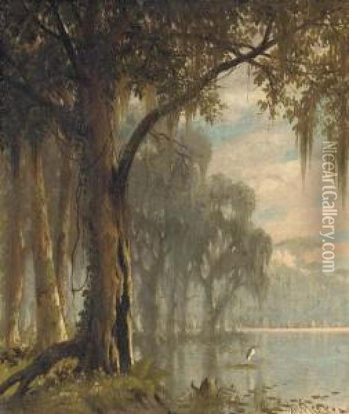 On The Bayou Oil Painting - Joseph Rusling Meeker