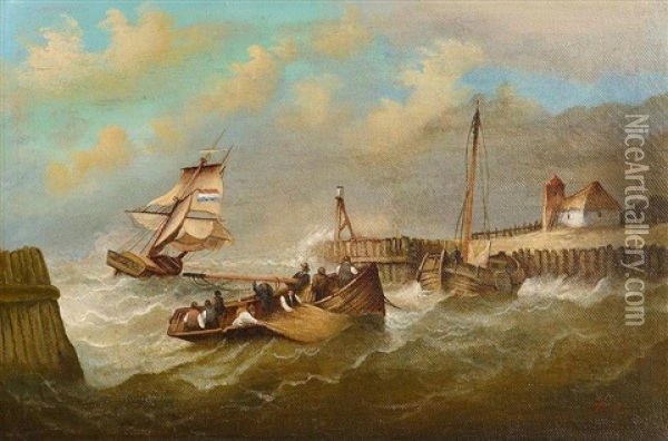 Harbour Scene Oil Painting - Thomas Bush Hardy