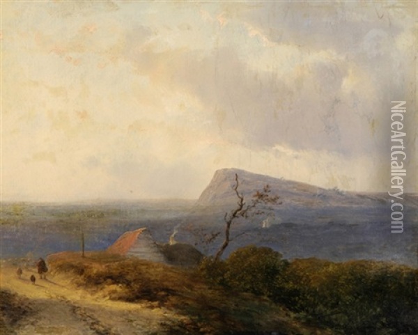 Landschaft Mit Hirte Und Schafherde Oil Painting - Johannes Franciscus Hoppenbrouwers