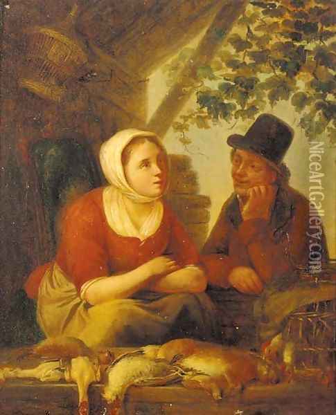 The poultry seller Oil Painting - Petrus Kremer