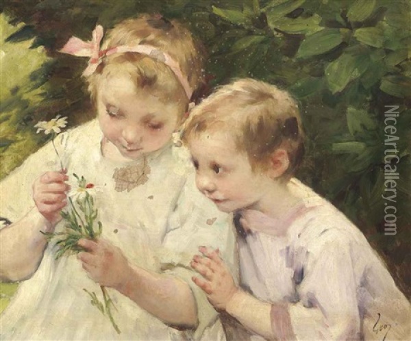 Des Fleurs Pour Maman Oil Painting - Henry Jules Jean Geoffroy