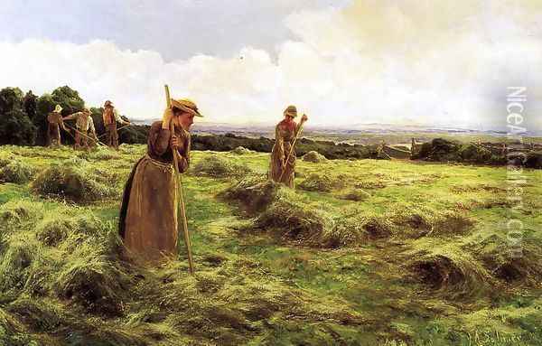 Haymaking Oil Painting - Florence A. Saltmer
