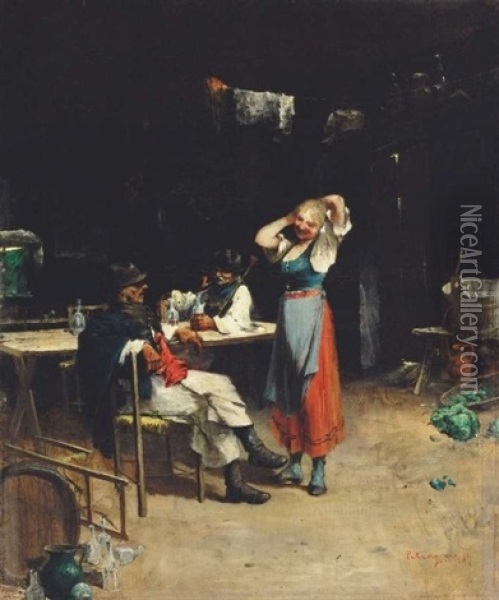 Enyelges (flirting) Oil Painting - Laszlo Pataky