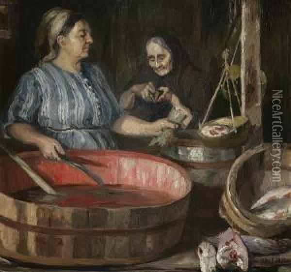 Fischmarkt Oil Painting - Adolf Obst