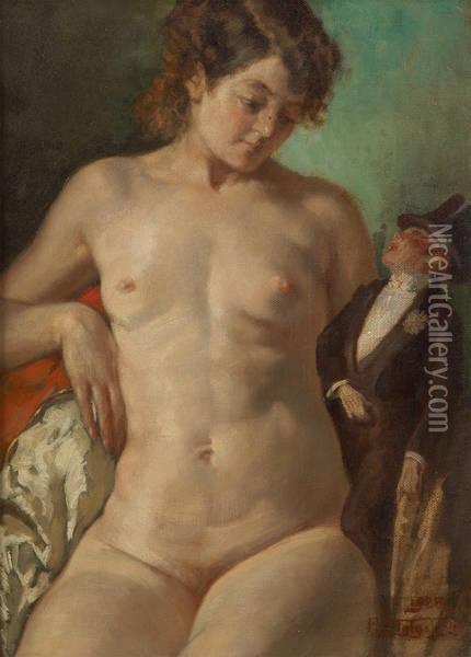 La Femme Au Pantin Oil Painting - Medard I Tytgat