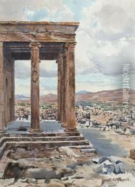 A View From The Acropolis Oil Painting - Frederick R. Fitzgerald