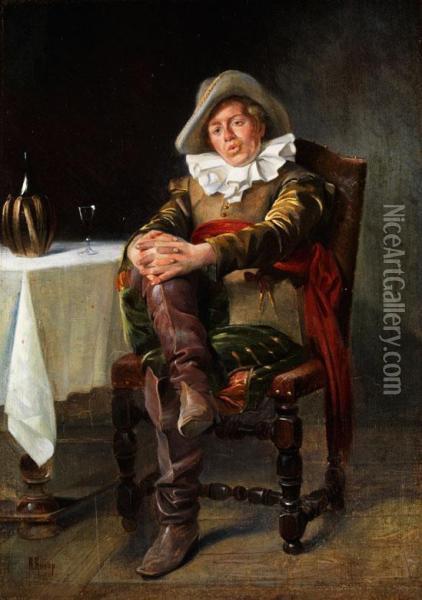 Junger Mann In Landsknecht-aufmachungdes 17. Jahrhunderts Oil Painting - August Knoop