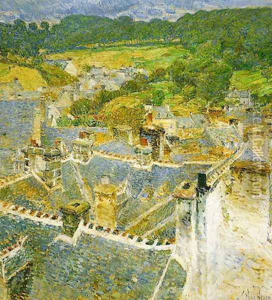 Rooftops: Pont-Aven Oil Painting - Frederick Childe Hassam