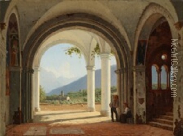 Italian Scenery From A Monastery In Trieste Oil Painting - Peter Kornbeck